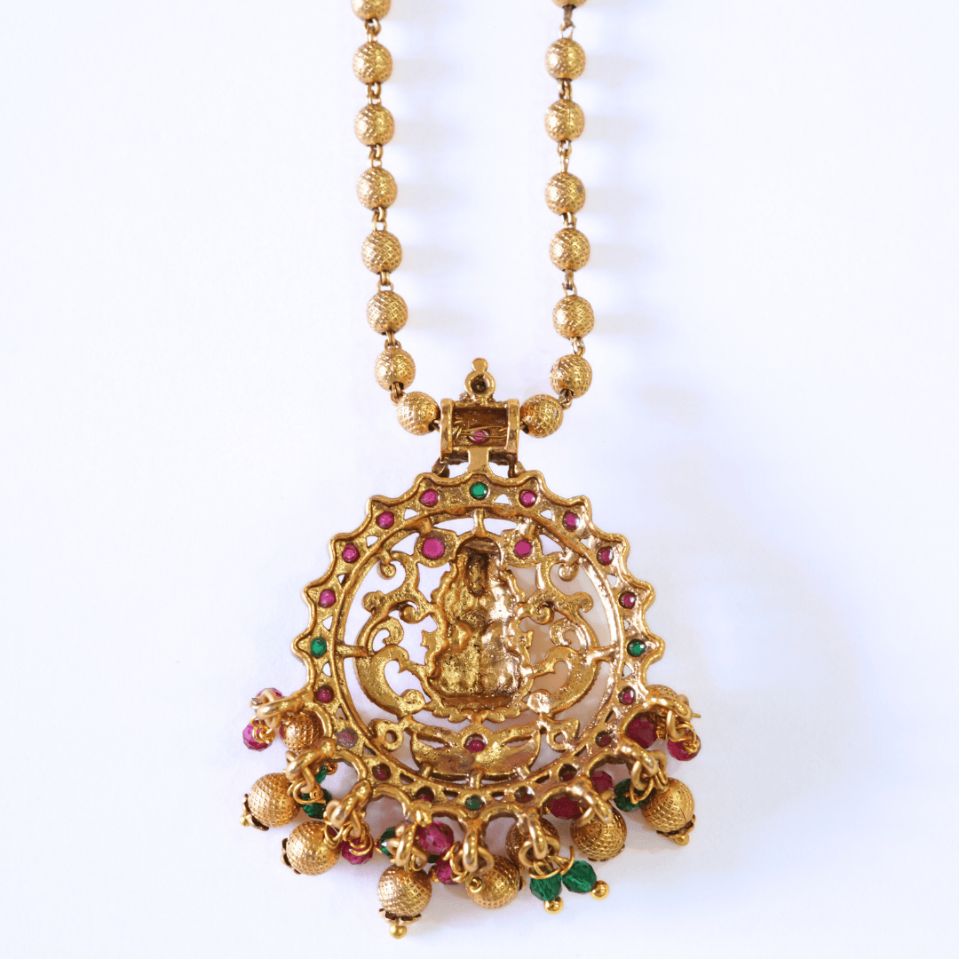 Elegant Laxmi Motif Pendant Set with Jhumka
