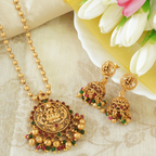 Elegant Laxmi Motif Pendant Set with Jhumka