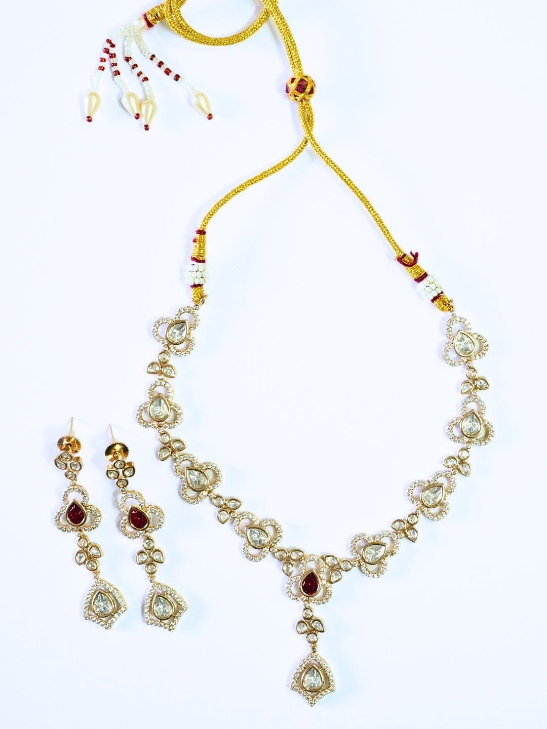 Festive Ruby Charm Kundan Necklace Set