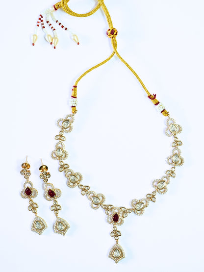 Festive Ruby Charm Kundan Necklace Set