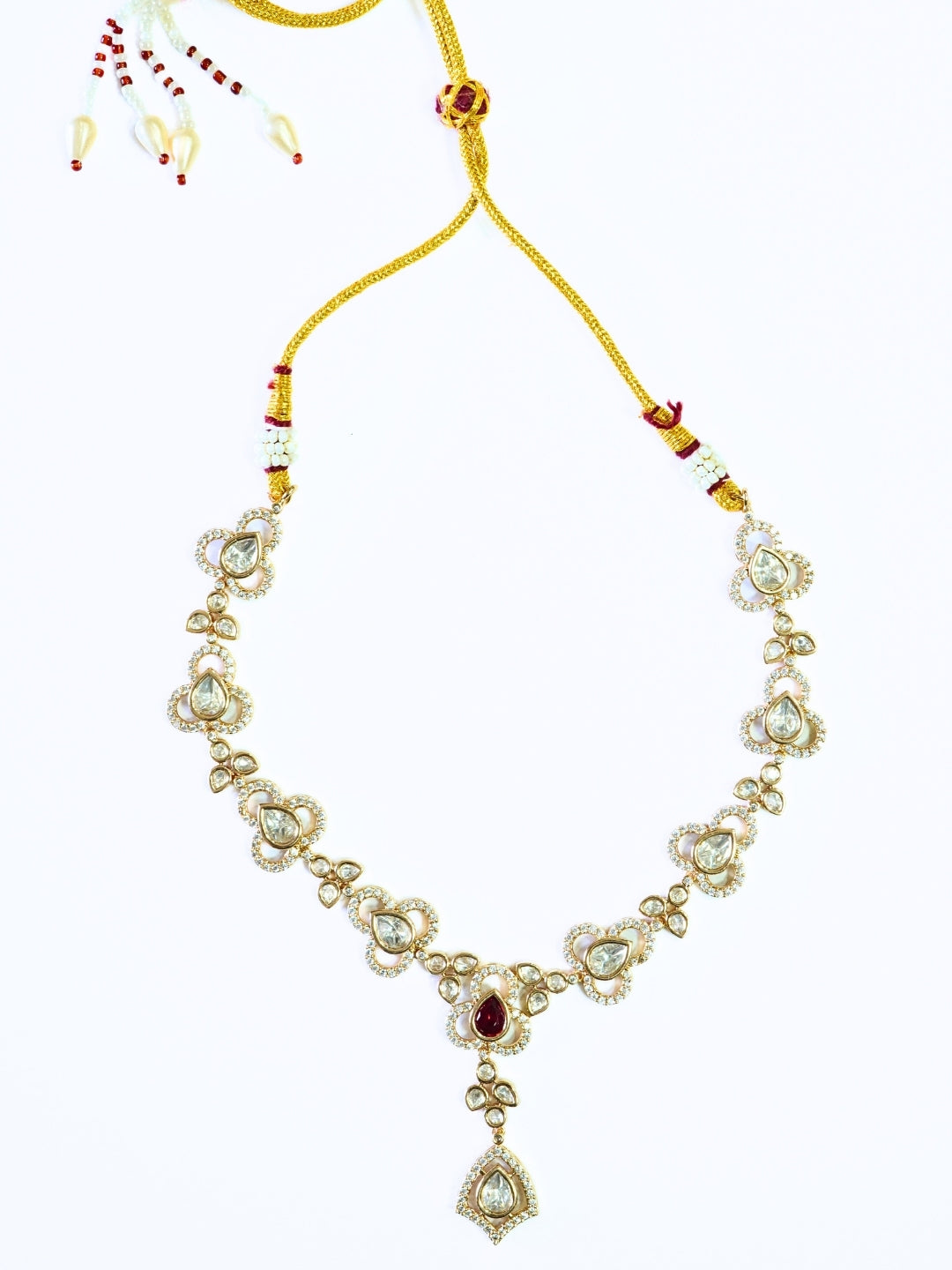 Festive Ruby Charm Kundan Necklace Set