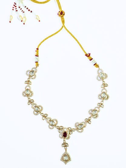 Festive Ruby Charm Kundan Necklace Set