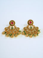 24K Gold Plated Kundan Studded Beaded Premium Necklace Set