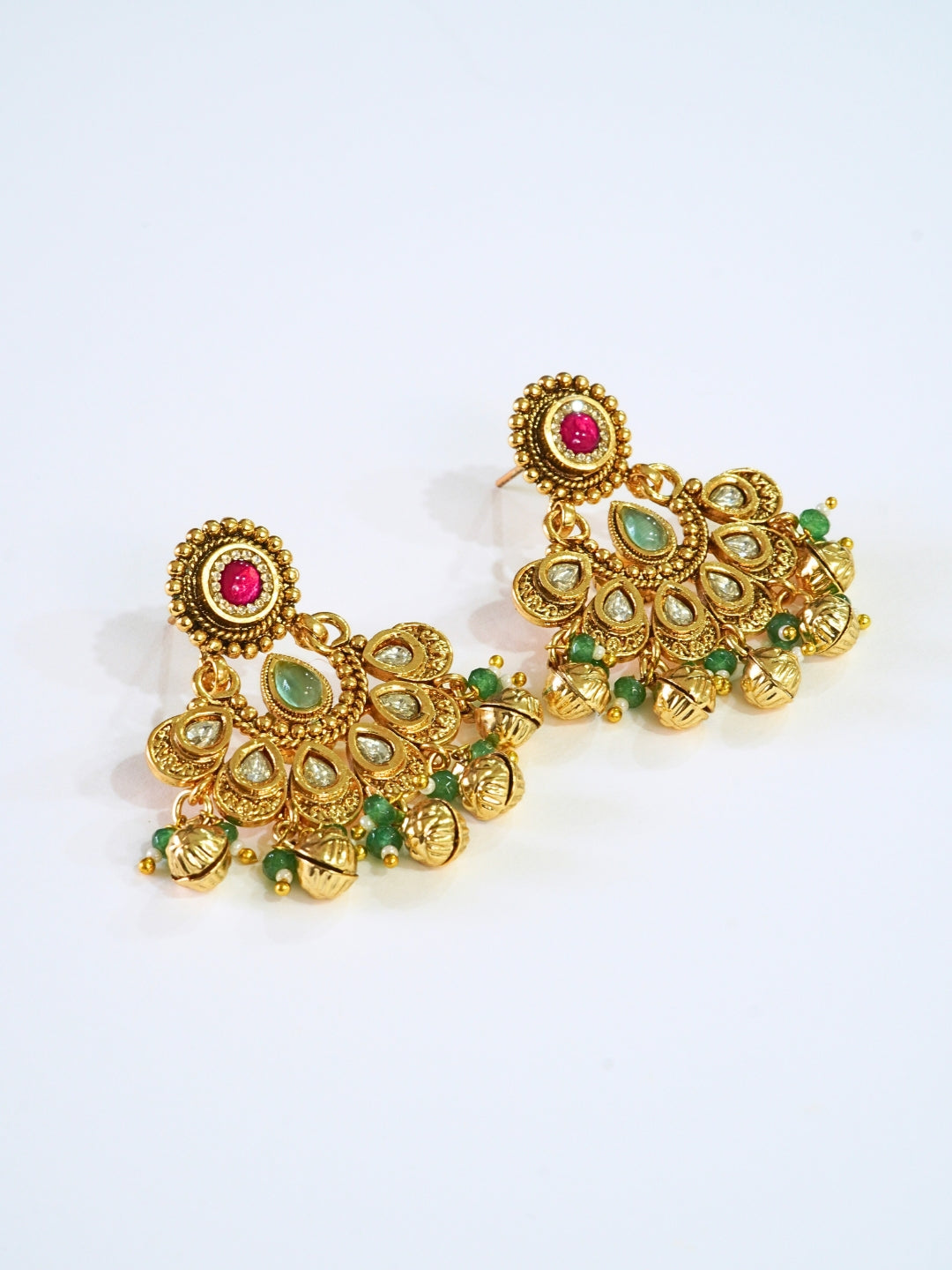 24K Gold Plated Kundan Studded Beaded Premium Necklace Set