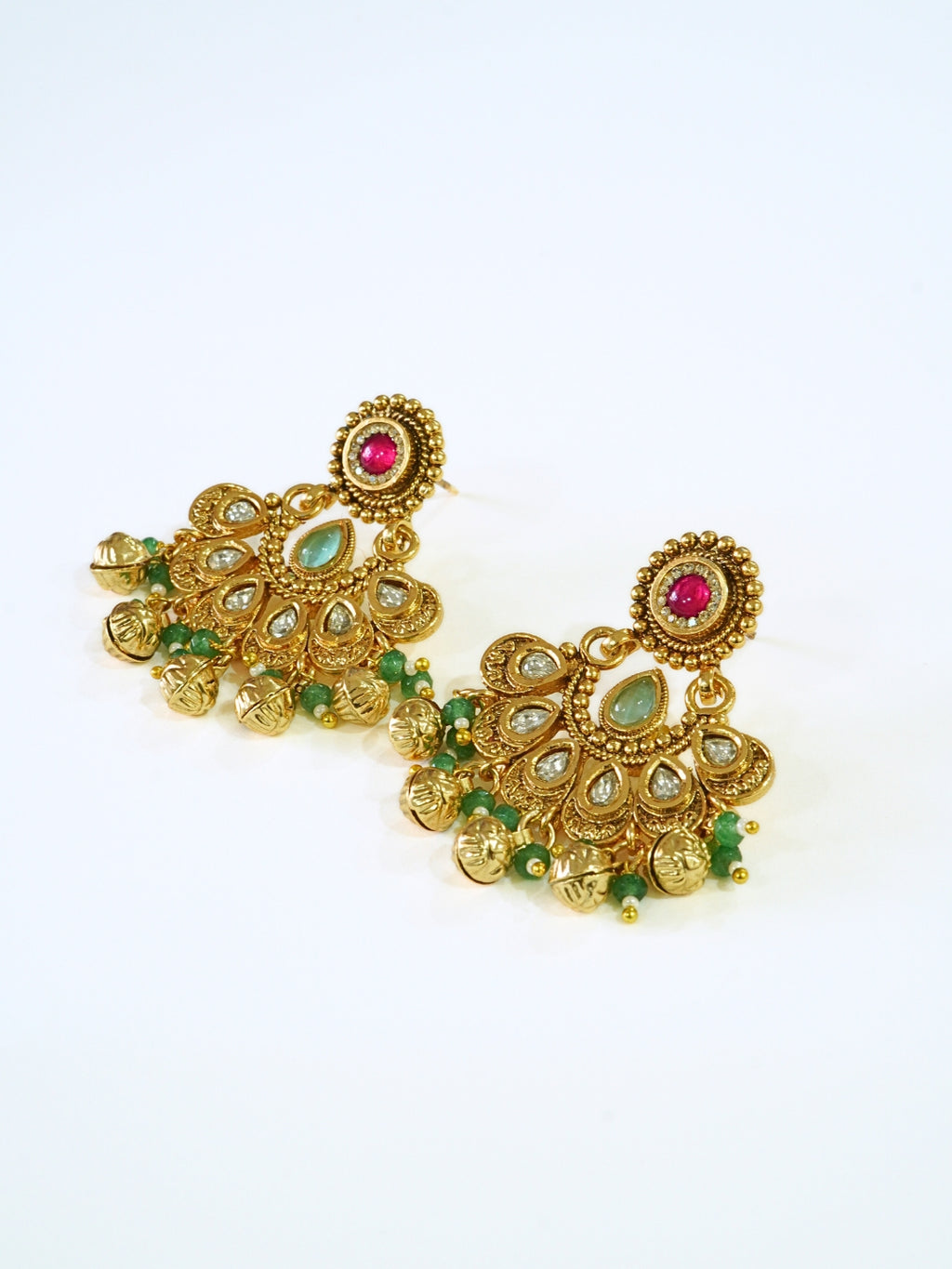 24K Gold Plated Kundan Studded Beaded Premium Necklace Set