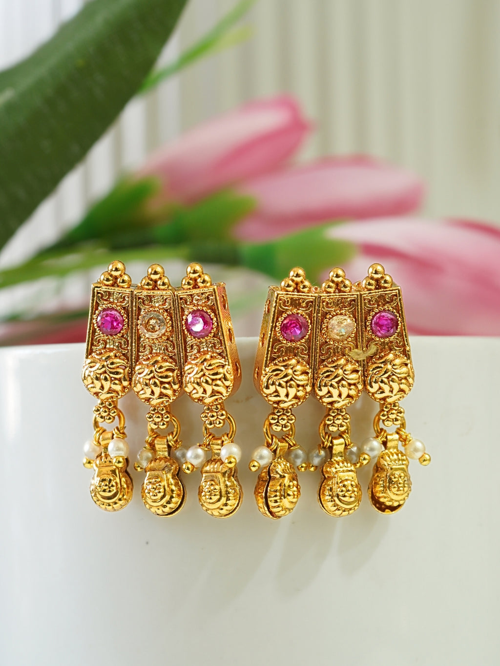 Ruby & Kundan Studded Beautiful Beaded Traditional Necklace Set