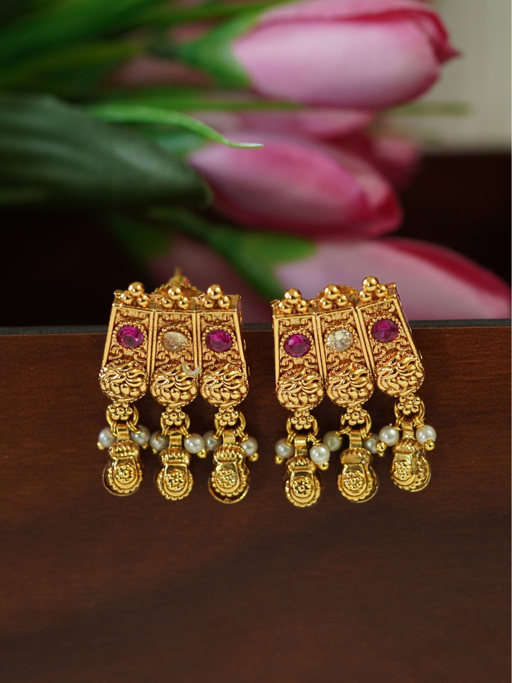 Ruby & Kundan Studded Beautiful Beaded Traditional Necklace Set