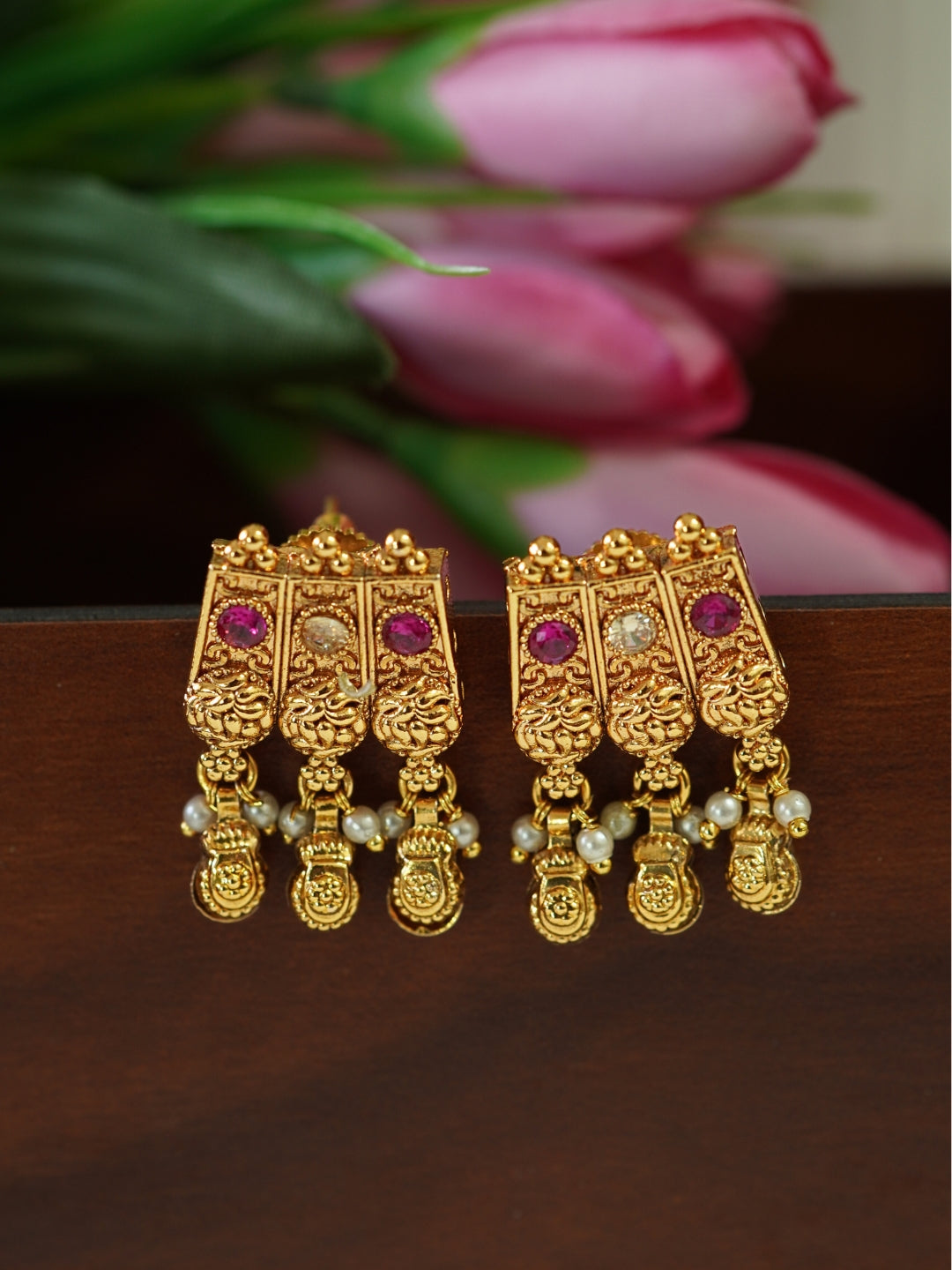 Ruby & Kundan Studded Beautiful Beaded Traditional Necklace Set