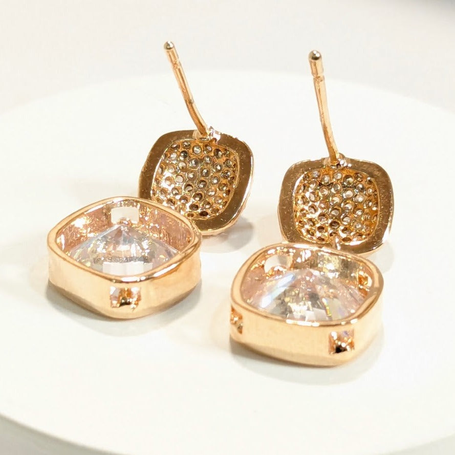 5A Zircon Rose Gold Hanging Studs Earring