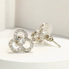 DIVA SERIES - Rhodium Plated AD Tri Circular Studs Earring