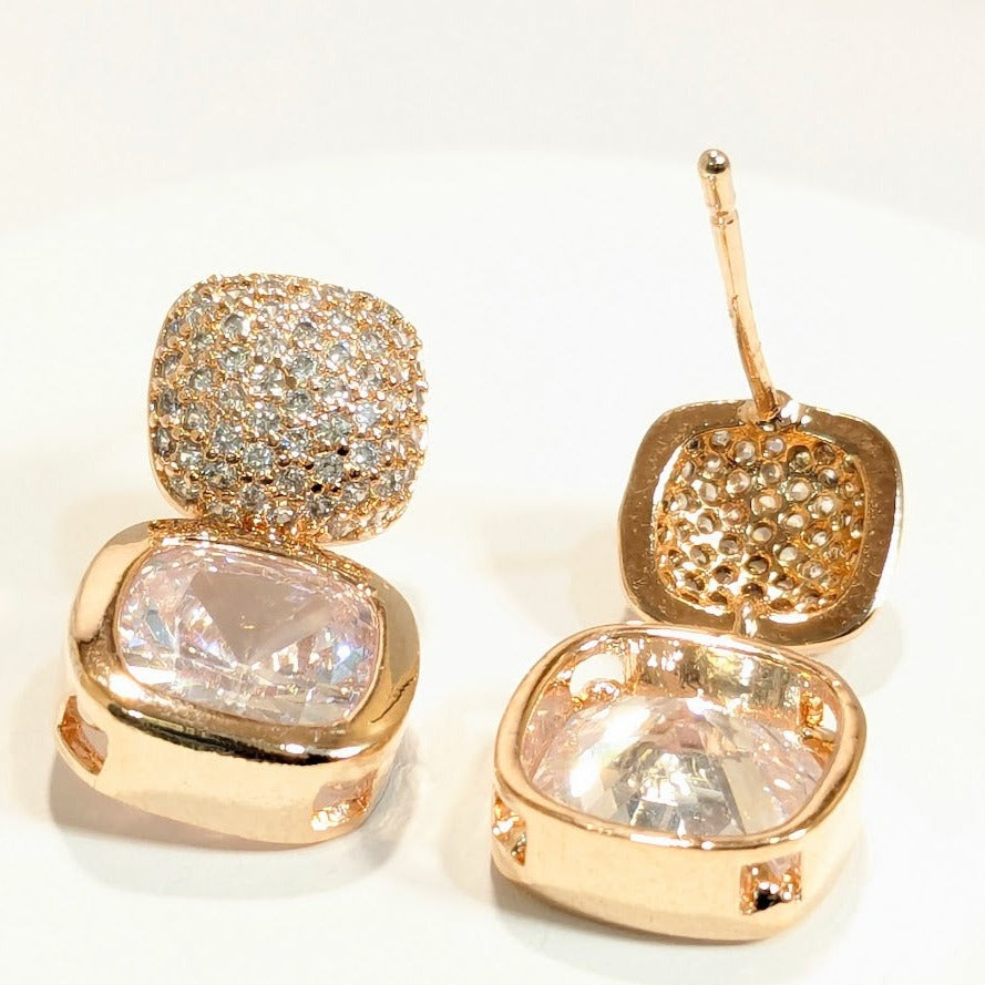 5A Zircon Rose Gold Hanging Studs Earring