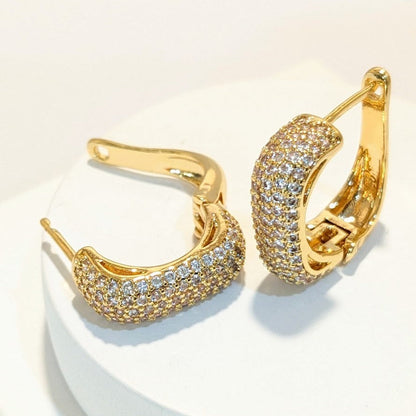 18K Gold Plated Zirconia Square Loops Earring