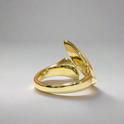 BOLD SERIES - Contemporary 2 Pointed Cornered Ovals 18K Gold Plated Adjustable Finger Ring