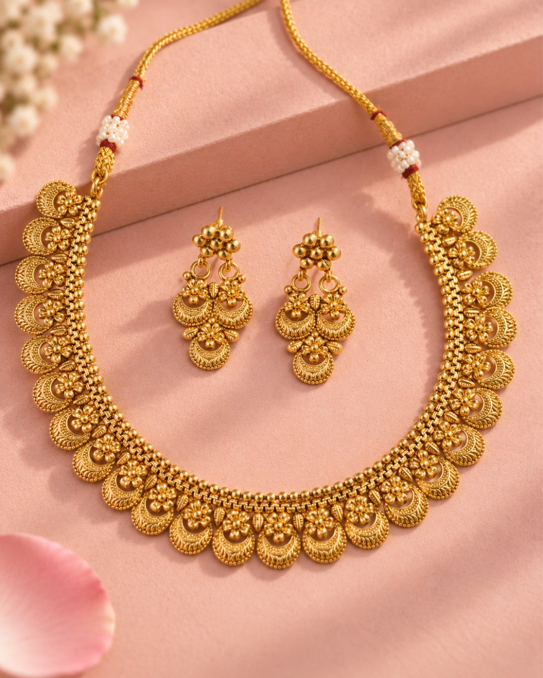 Traditional Gold Plated Necklace & Earrings set
