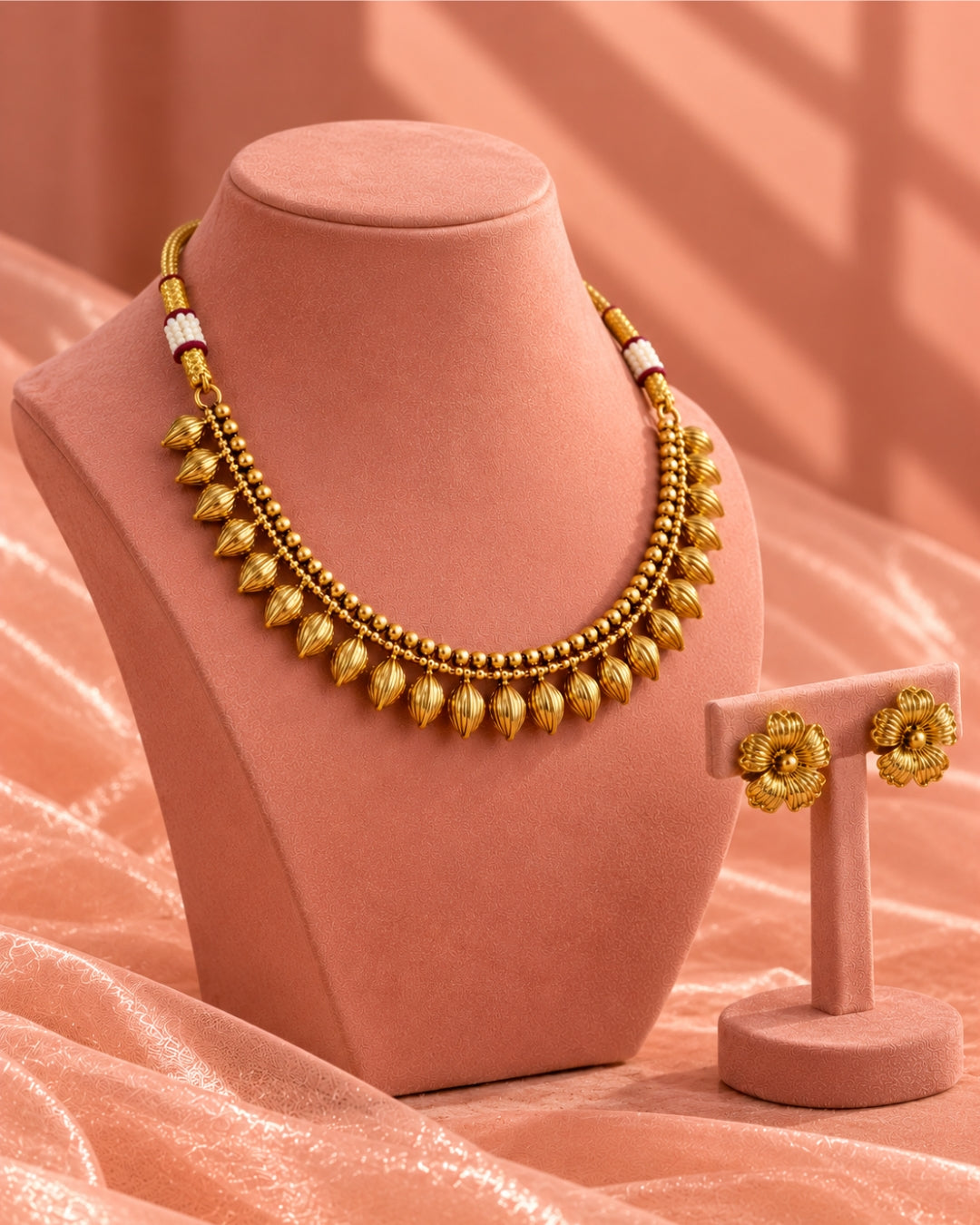 Traditional Gold Plated Drop Necklace Set
