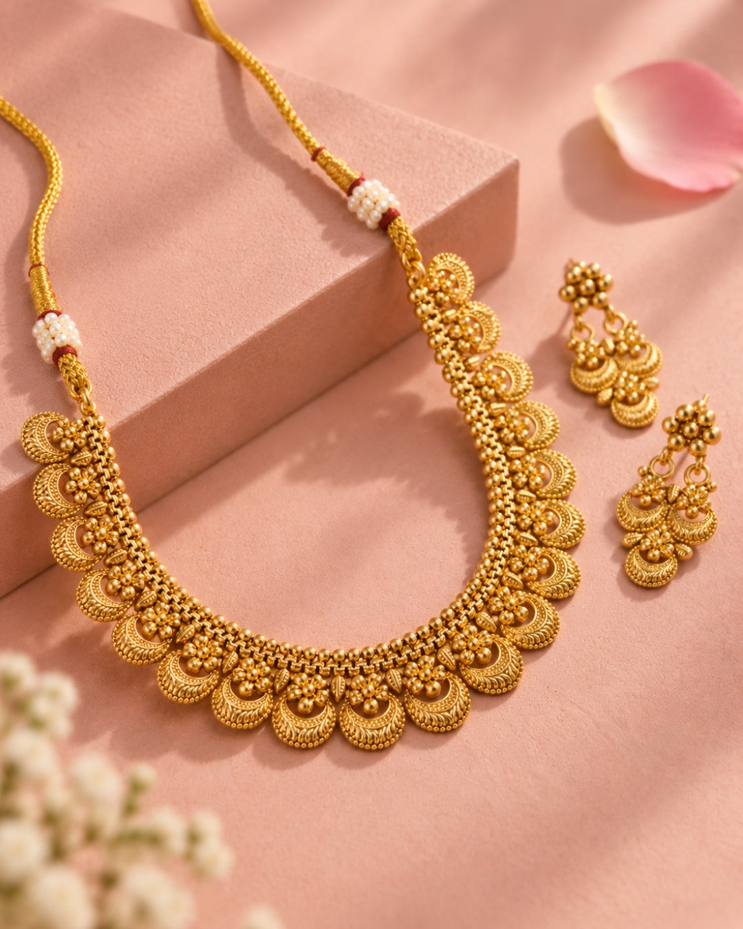 Traditional Gold Plated Necklace & Earrings set