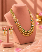 Jadau Gold Emerald and Ruby Traditional Necklace Set