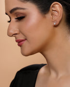 Circular Drop in Zirconia Studded T Studs Rose Gold Plated Silver925 Earrings
