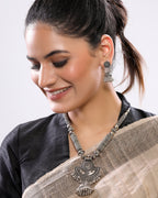 IndoWestern Oxidized Jhumka Necklace Set with Earrings