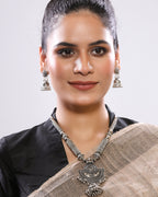 IndoWestern Oxidized Jhumka Necklace Set with Earrings