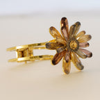 Stunning Bold Statement Floral Crystal 22k Gold Plated Adjustable Bracelet