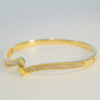22KT Gold Plated Studded Cubic Zirconia Statement Piece Bracelet - Prima Donna