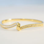 22KT Gold Plated Studded Cubic Zirconia Statement Piece Bracelet - Prima Donna