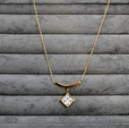 Solitaire Chain Pendant  18KT Gold Plated Western Necklace