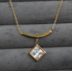 Solitaire Chain Pendant  18KT Gold Plated Western Necklace