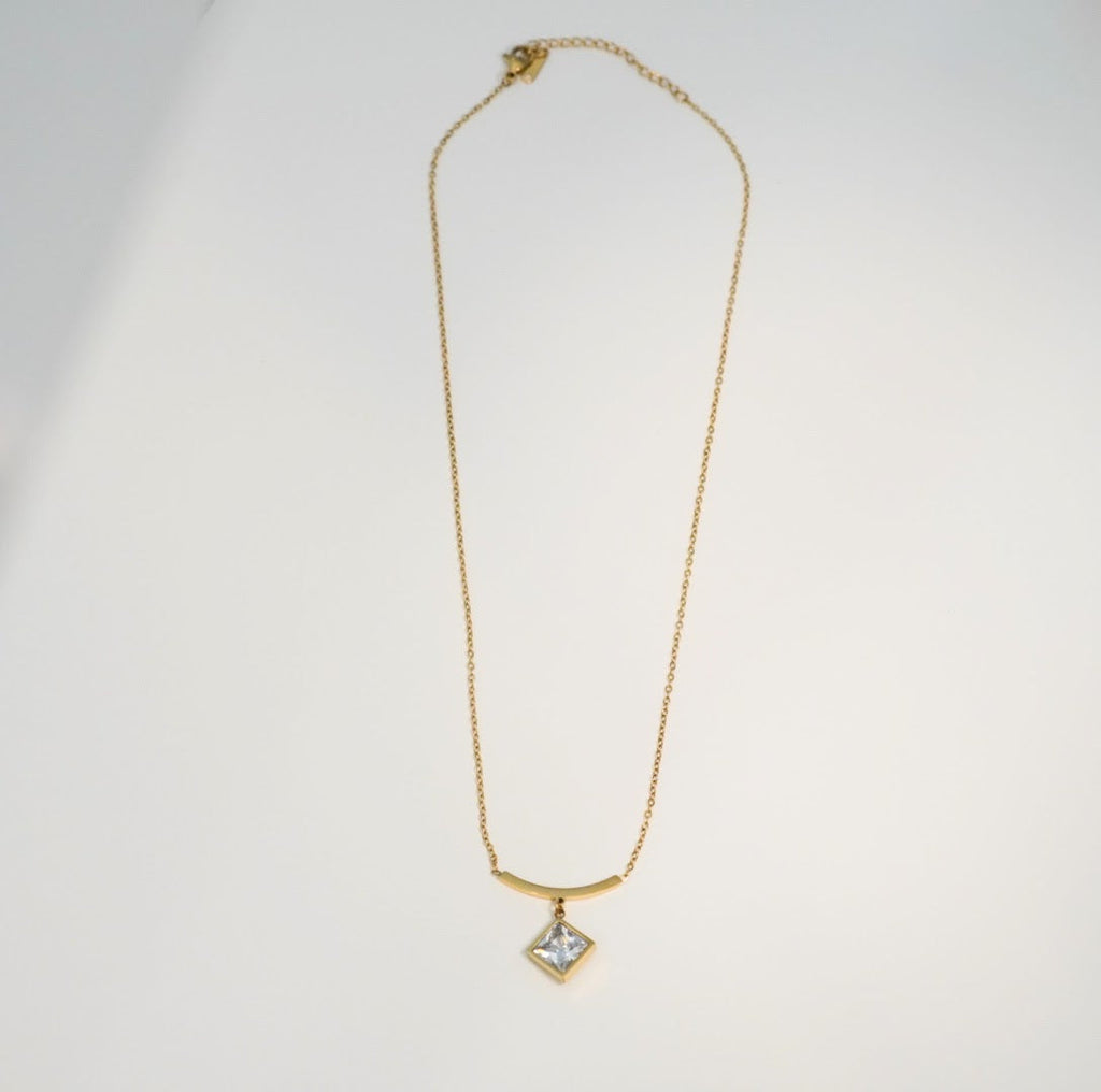 Solitaire Chain Pendant  18KT Gold Plated Western Necklace