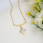 Solitaire Chain Pendant  18KT Gold Plated Western Necklace