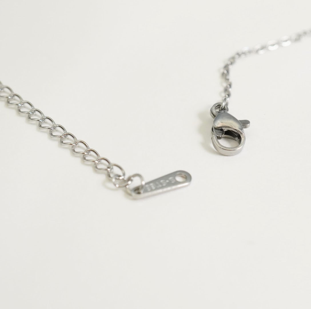 Solitaire Chain Pendant Rhodium Plated Western Necklace