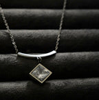 Solitaire Chain Pendant Rhodium Plated Western Necklace