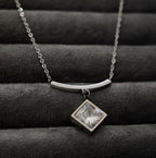 Solitaire Chain Pendant Rhodium Plated Western Necklace