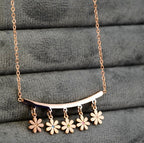 Studded Floral Rose Gold Pendant Western Chain Necklace