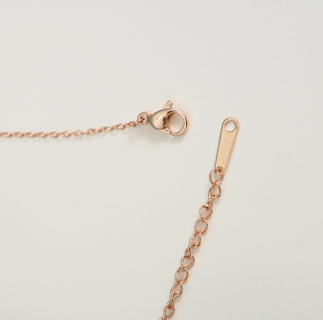 Intricate Studded Floral Hanging Rose Gold Plated Chain Pendant Necklace - Prima Donna