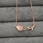 Rose Gold Plated Pearly Petal Western Chain Pendant Necklace