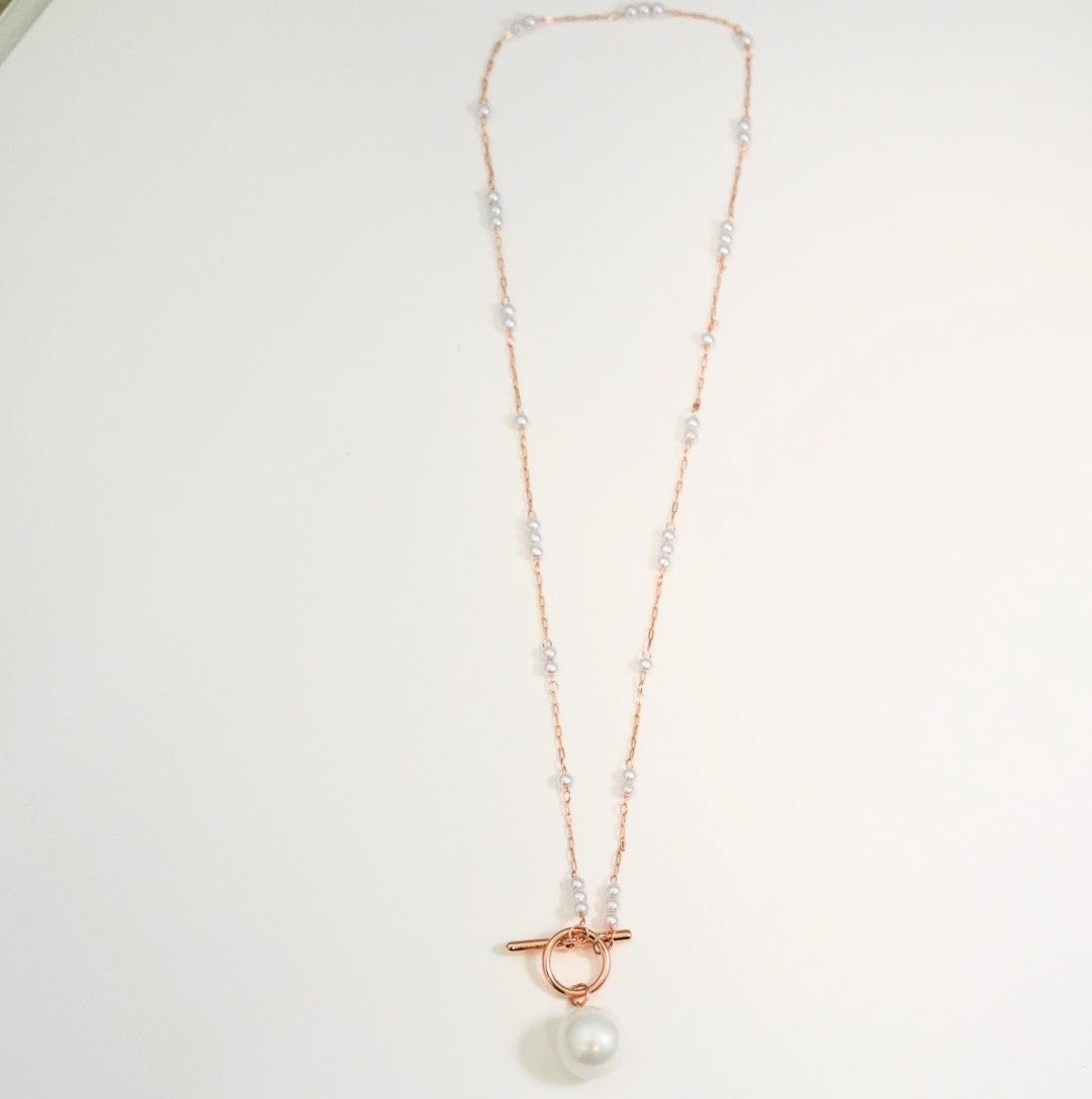 Pearl Magic Rose Gold Plated Style Statement Prima Donna Pendant Necklace