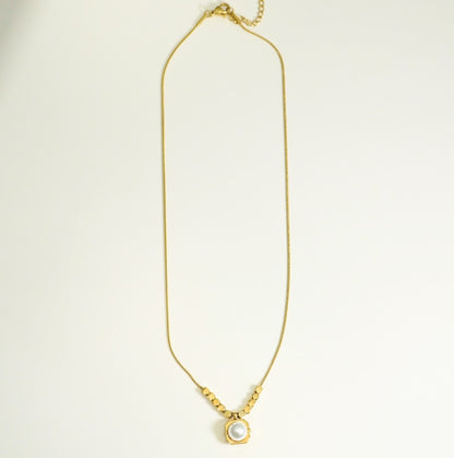 Pearl Studded 18K Gold Plated Beads Pendant Chain Necklace