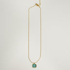 Green Emerald Square Pendant Western Necklace