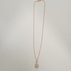 Rose Gold Plated Linear Zirconia & Mother of Pearl Pendant Western Necklace