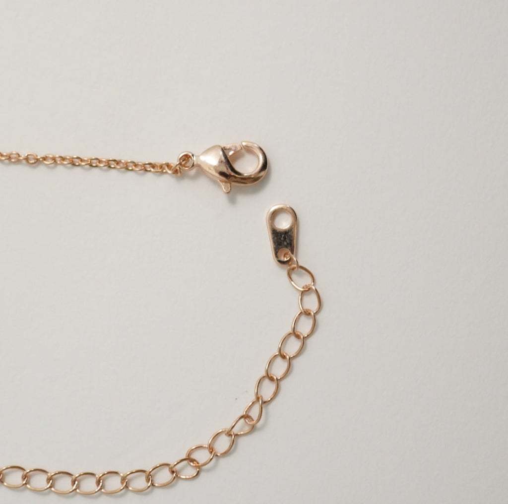 Rose Gold Plated Linear Zirconia & Mother of Pearl Pendant Western Necklace
