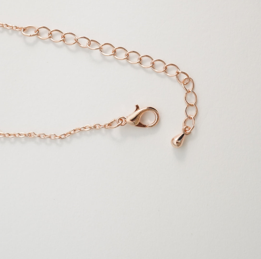 Elegant Pendant Chain Necklace with Floral Studded Zirconia in Rose Gold Plating