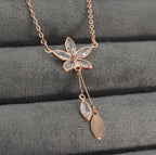 Rose Gold Plated Floral Drop Western Pendant Necklace
