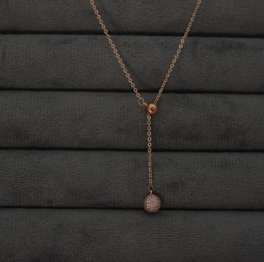 Minimalist Rose Gold Plated Zirconia Sphere Western Pendant Necklace