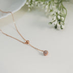 Minimalist Rose Gold Plated Zirconia Sphere Western Pendant Necklace