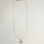 Rose Gold Plated Solitaire Floral Pendant Western Necklace