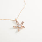 Rose Gold Plated Solitaire Floral Pendant Western Necklace