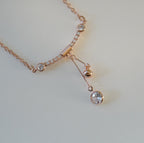 Rose Gold Plated Solitaire & Zirconia Pendant Western Necklace