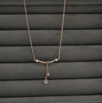 Rose Gold Plated Solitaire & Zirconia Pendant Western Necklace